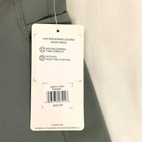 NWT Danskin High-Waisted Leggings Green Full Length Pockets Size M Women - Picture 9 of 13